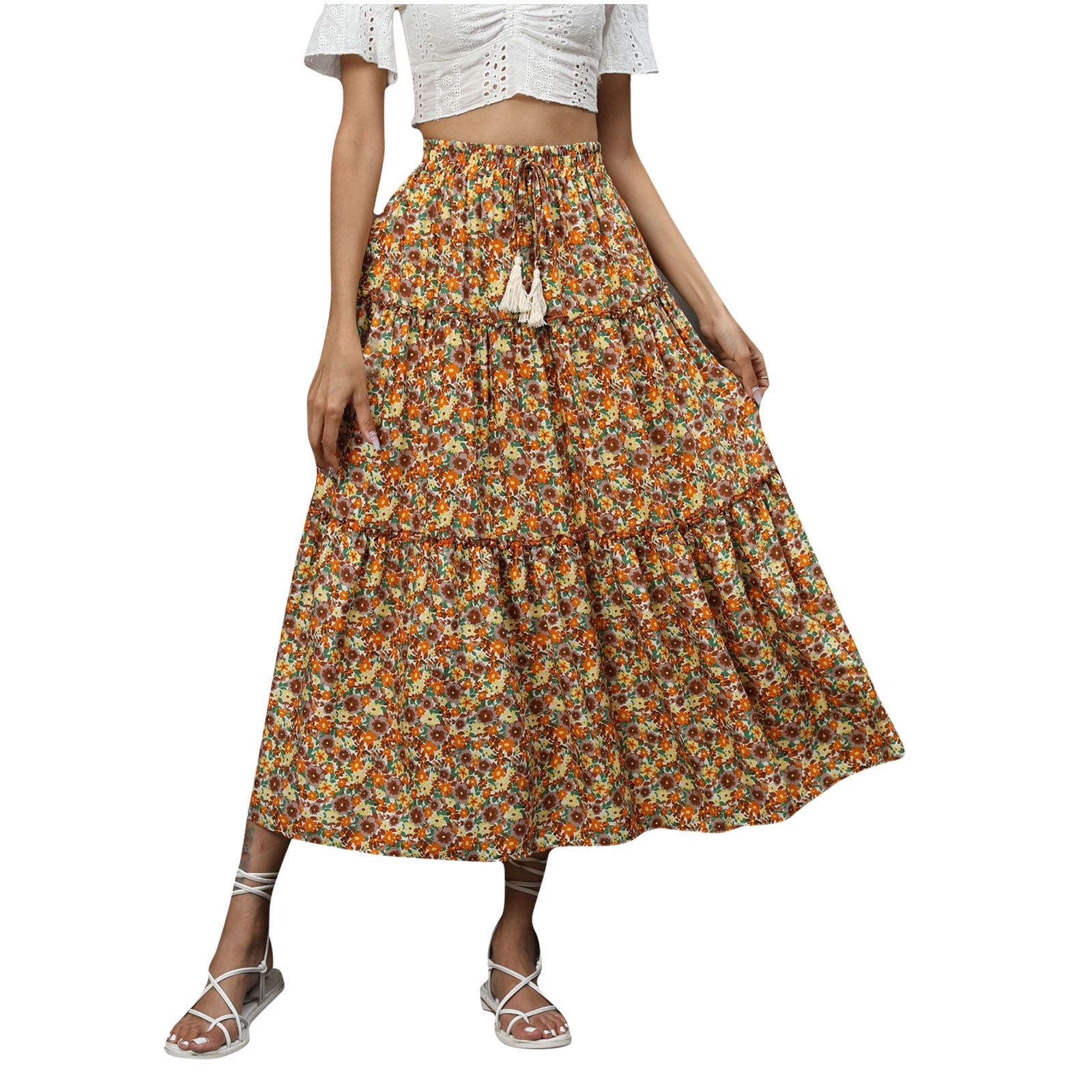 Poseidon Boho Floral Print Maxi Skirt