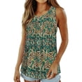 thumbnail image 1 of Women's Boho Floral Print Tank Tops Sleeveless Round Neck Flowy T Shirt Casual Tees Multicolor,L, 1 of 5