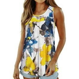 トップス *** ZXSXSY Women Dandelion Printed Crew Neck Sleeveless