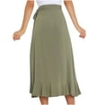 thumbnail image 1 of Women's Boho Floral Print Wrap Ruffle Trim Flowy Maxi Skirts High Waist Boho Skirt Pleated A Line Long Skirt Slit, 1 of 7