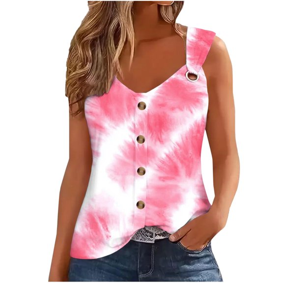 Women's Boho Floral Tank Top V Neck Sleeveless Loose Blouse With O-Ring Shoulder Detail & Flowy Hem Casual Dressy Tunic Shirt Graphic Camisole