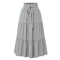 thumbnail image 1 of Women's Boho Floral Tiered Maxi Skirt - Drawstring High Waist Flowy Ruffle A Line for Summer Vacation Beach Party, 1 of 4