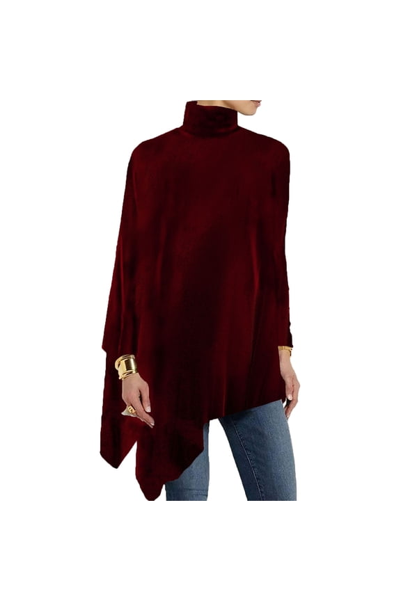 Women's Boho Floral Turtleneck Blouse Asymmetrical Hem Fall Casual Loose Long Sleeve Tunic Top Shirt for Women