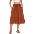 thumbnail image 1 of Women's Boho Flowy Midi Elastic High Waist Retro Pleated A-Line Flared Below Knee Skirts with Pocket, 1 of 6