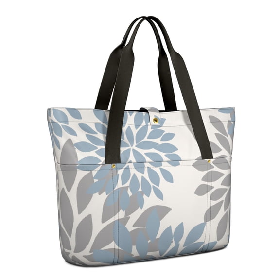 Women's Boho Large Foldable Tote Bag with Zipper - 20L Travel Carryall Shoulder Bag Weekender Handbag for School, Work, Gym, Shopping - Fits 15.6" Laptop, Folds Into Pouch