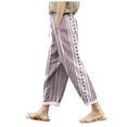 thumbnail image 1 of Women's Boho Palazzo Pants Wide Leg Beach Pants High Waisted Lounge Pants with Pockets, 1 of 7