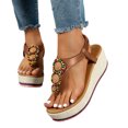 thumbnail image 1 of Women's Boho Platform Wedge Sandals 2025 Summer Beach Chunky High Heels Slingback Dress Flip Flops for Woman, 1 of 6