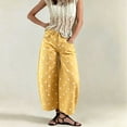 thumbnail image 1 of Women's Boho Polka Dots Wide Leg Barrel Jeans with Pockets, S, 1 of 6