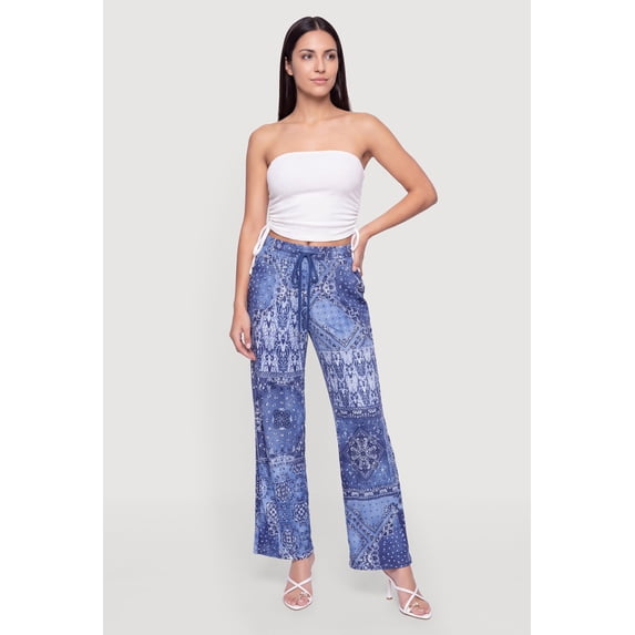 Women's Boho Print Wide Leg Pants