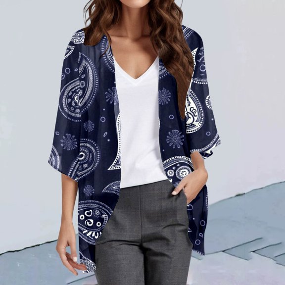 Women's Boho Printed Chiffon Cardigan Lightweight Cover Up For Beach Vacation Casual Daily Wear Spring Summer Fall Fashion Fall Cardigans Women S Cardigan Sweaters Long Cardigans for Women Lightweight