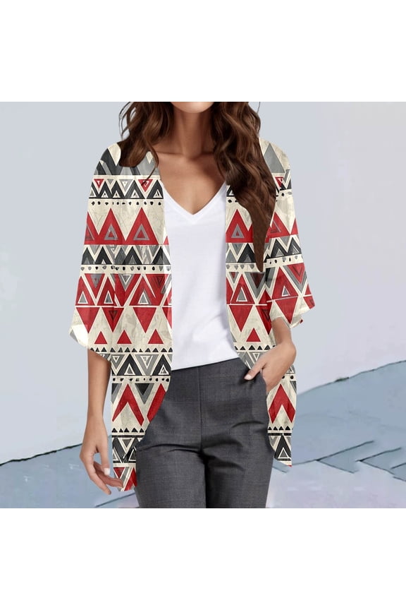 Women's Boho Printed Chiffon Cardigan Lightweight Cover Up For Beach Vacation Casual Daily Wear Spring Summer Fall Fashion Tan Knitted Cardigan for Women Maternity Cardigans for Fall Oatmeal Cardigan