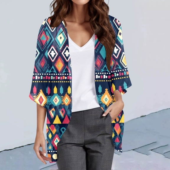 Women's Boho Printed Chiffon Cardigan Lightweight Cover Up For Beach Vacation Casual Daily Wear Spring Summer Fall Fashion Womens Sweaters Fall Cardigan Animal Print Cardigan for Women Long Hooded