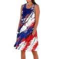 thumbnail image 1 of Women's Boho Round Neck Dress, Sleeveless Flowy Summer Sundress with Patriotic Theme, Ideal for Beach Weddings and Parties,Blue XL, 1 of 5