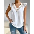 thumbnail image 1 of Women's Boho Ruffle Sleeveless Tank Top Crochet Lace V Neck Flowy Tunic Casual Summer Blouse, 1 of 2
