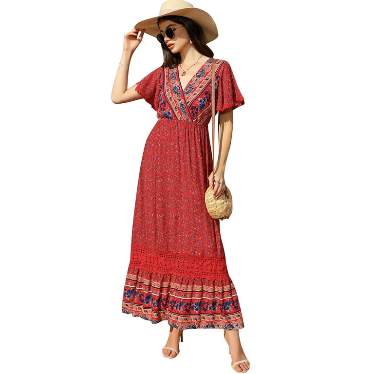 Bandage V Neck High Waist Floral Dresses Bandage V Neck High Waist Floral Dresses