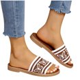 thumbnail image 1 of Women's Boho Style Butterfly Embroidered Flat Slippers Slide Sandals Fashion Flat Sandals Beach Slippers, 1 of 8