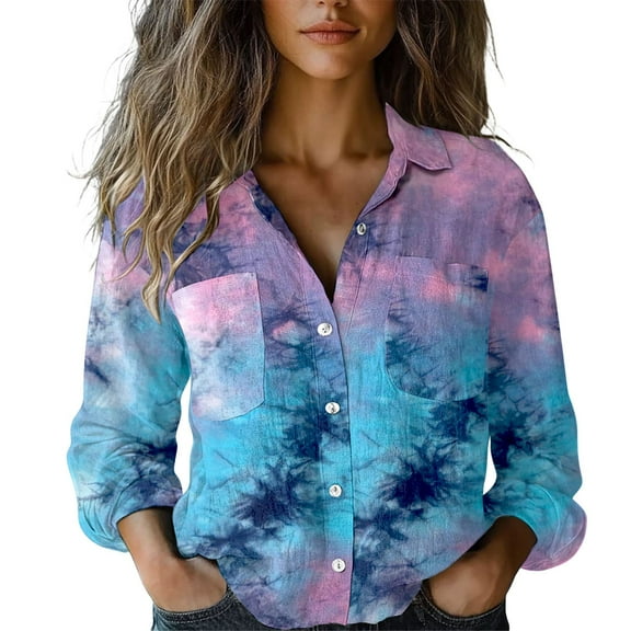 Women's Boho Tops For Women Cotton Shirt Printed Fashion Button Down Shirt Casual Long-Sleeve Blouse V-Neck For Trendy Look Suitable For All Seasons 1Pc Top Blouses & Tops Womens Tops