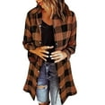 thumbnail image 1 of Women's Boho Tops For Women Flannel Fall Fashion Long Sleeve Plaid Button Down Shirt Shacket Blouse Top With Pockets Soft Lightweight Comfy 1Pc Jacket Blouses & Tops Womens Tops, 1 of 7
