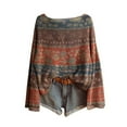 thumbnail image 1 of Women's Boho Vintage Knit Sweater Ethnic Graphic Print Long Sleeve Pullover Top Orange L, 1 of 3