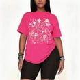 thumbnail image 1 of Women's Boho Wildflower Graphic Oversized T Shirt Vintage Floral Loose Tees Short Sleeve Casual Tops with Shorts Sets-pink-2XL, 1 of 6