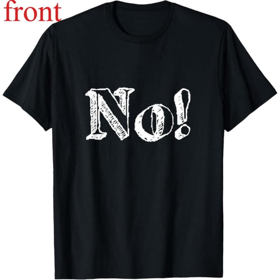 Women's "Bold 'No!' Distressed Lettering" Graphic Breathable T-Shirt Comfortable Short Sleeve Round Neck Top Black S-5XL