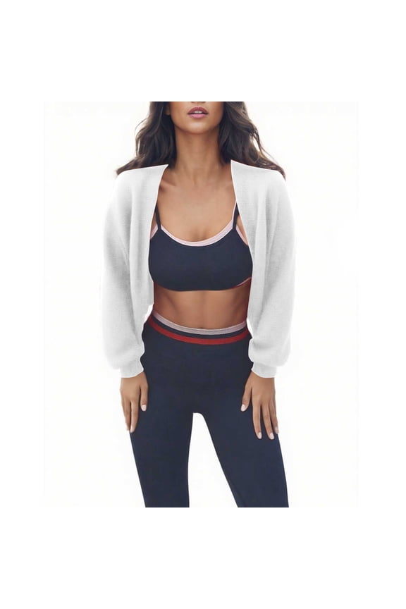 Women's Bolero Shoulder Shrug Sweaters Long Sleeve Open Front Cropped Cardigan Casual Knitted Outerwear