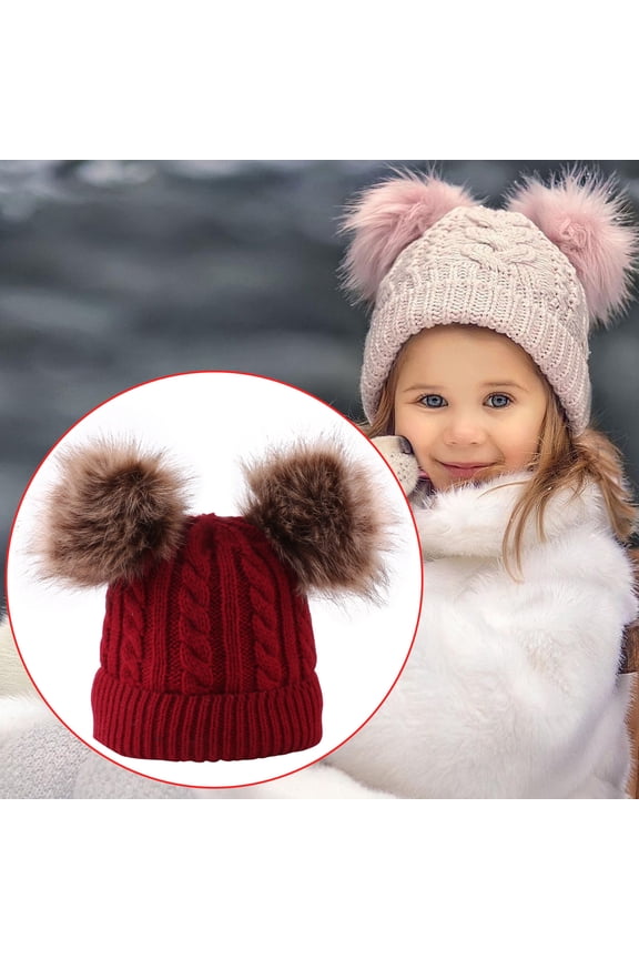 Women's Bomber Hats Cotton Lined Boys Girls Hat Cap Hat Knitted Kids Pom Winter Toddler Hat Baby Hats Women's Accessories Bomber Hats
