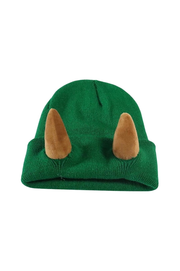 Women's Bomber Hats Devil Horns Men Hat Knitted Beanie With Horns Women Hip Hop Daemon Horns Cap For Winter Warm Ski Outdoor,Green Women's Accessories Bomber Hats