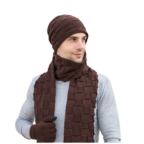 Women's Bomber Hats Men'S Winter Knitted Fleece Windproof Hat Scarf Gloves Three-Piece Winter Knitted Hat Men'S Warm Hat, Women's Accessories Bomber Hats