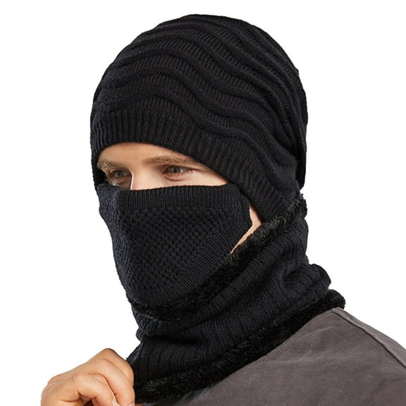 Women's Bomber Hats Men'S Winter Knitted Fleece Windproof Hat Scarf Mask Three-Piece Winter Knitted Hat Men'S Warm Hat, Women's Accessories Bomber Hats