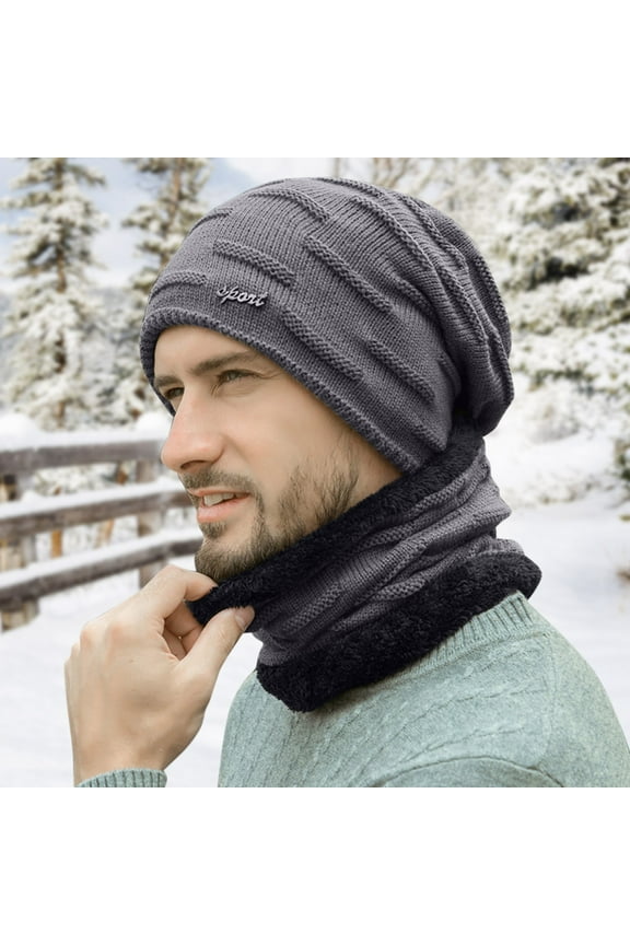 Women's Bomber Hats Men'S Winter Knitted Fleece Windproof Hood Scarf Coif Winter Knit Hat Warm Hats For Men Women's Accessories Bomber Hats