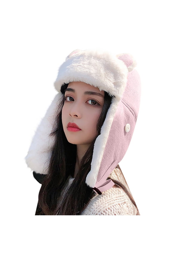Women's Bomber Hats Winter Adult Cute Windproof Warm Ear Protection Face Protection Adult Hat, Women's Accessories Bomber Hats