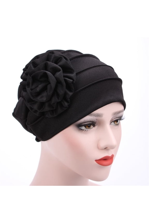 Women's Bomber Hats Women'S Soft Monochrome Side Applique Flower Hijab Hat Muslim Baotou Hat Women's Accessories Bomber Hats