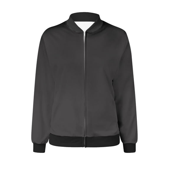 Women's Bomber Jacket Casual Coat Zip Up Outerwear Windbreaker with Pockets Women's Lightweight Cotton Military Jacket Dark Gray XL