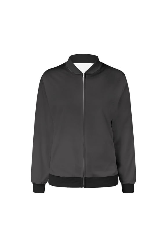 Women's Bomber Jacket Casual Coat Zip Up Outerwear Windbreaker with Pockets Women's Lightweight Cotton Military Jacket Dark Gray XXL