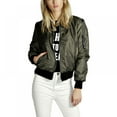 thumbnail image 1 of Women's Bomber Jacket Casual Coat Zip Up Outerwear Windbreaker with Pockets, 1 of 5