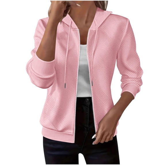 Women's Bomber Jacket Casual Stand Collar Zip Up Lightweight Fall Fashion Coat with Pockets Trendy Outerwear