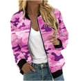 thumbnail image 1 of Women's Bomber Jacket Fall Fashion Lightweight Zip Up Long Sleeve Casual Jackets with Pocket, 1 of 6