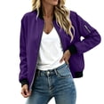 thumbnail image 1 of Women's Bomber Jacket Lightweight Long Sleeve Zip Up Casual Fall Jacket with Pockets, 1 of 7