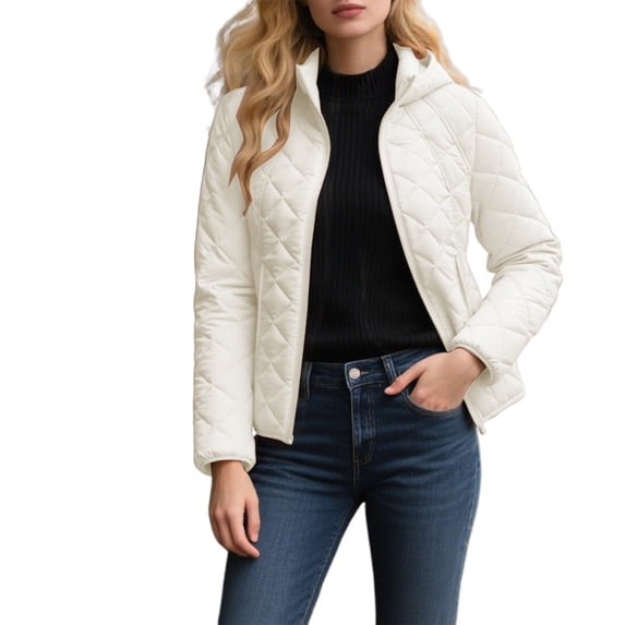 Women's Bomber Jacket Zip Up Coat with Pockets White XXXXL
