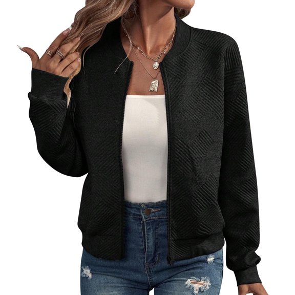 Women's Bomberes Jackets Casual Coat Zip Up Outerwear Windbreaker