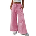 thumbnail image 1 of Women's Bonbon Mineral Wash High Waist Wide Leg Cargo Pants with Drawstring - [ZhiHiMeRi] | (US 12-14)L, 1 of 12