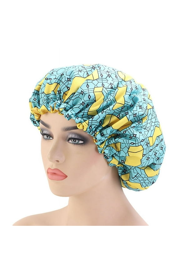 Women's Bonnet, American Notions African Kente Print Adjustable Hair Bonnet, Spa Headband, Satin Lined Sleep Cap for Teens, Adults ( Multi-color )