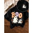 Waman Boo Women's Boo Ghost Dog Leash Halloween Print Short Sleeve T-Shirt, Crew ...