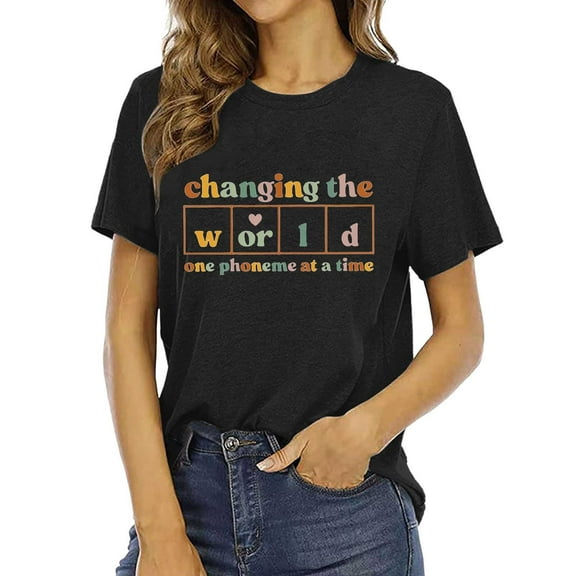 Women's Book Lovers' Reading T Shirts Casual Short Sleeve Tops with Rainbow Design