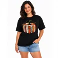 thumbnail image 1 of Women's Book Pumpkin Graphic T-Shirt, Book Lover Librarian Cotton Crew Neck Fall Casual Tee, 1 of 7