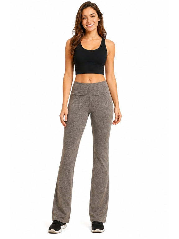 Women's Boot Cut Flare Yoga Pants Wide Waistband Comfortable Stretch Cotton