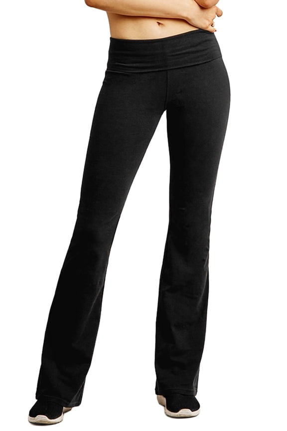 Women's Boot Cut Flare Yoga Pants Wide Waistband Comfortable Stretch Cotton
