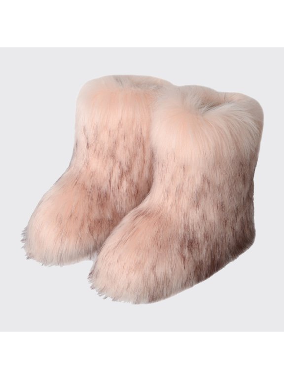 Women's Faux Boot Furry Short Boot Mid Calf Boots Warm Comfortable Outdoor Flat Shoes