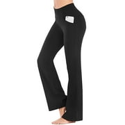 Women's Bootcut Yoga Pants Basic/Back Pockets/Straight Leg Workout Tummy Control Flare